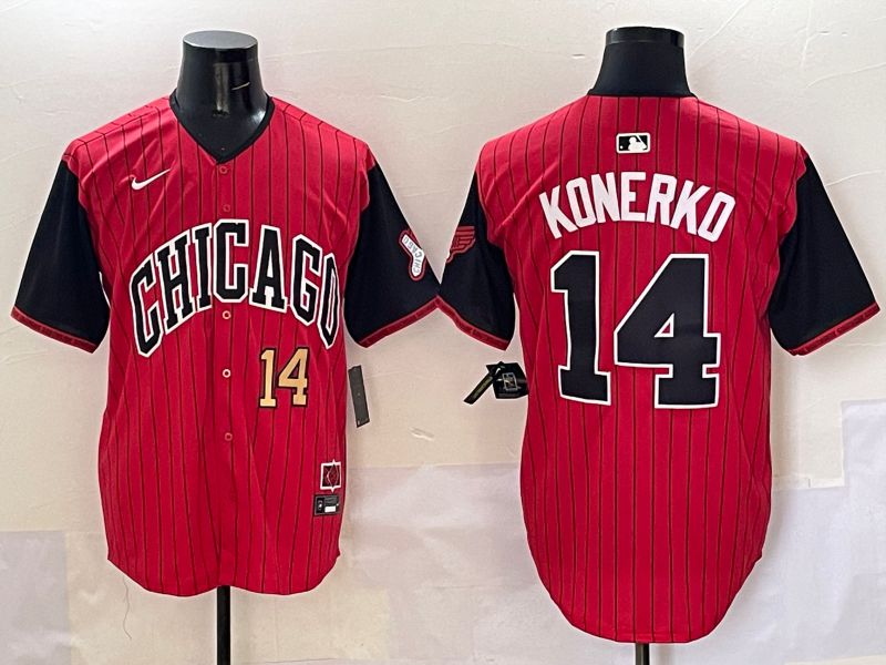 Men Chicago White Sox #14 Konerko Red Stripe Joint Name Nike 2025 MLB Jersey style 3->chicago white sox->MLB Jersey